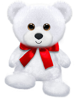 6\" White Rainbow Bear, 6\" sitting